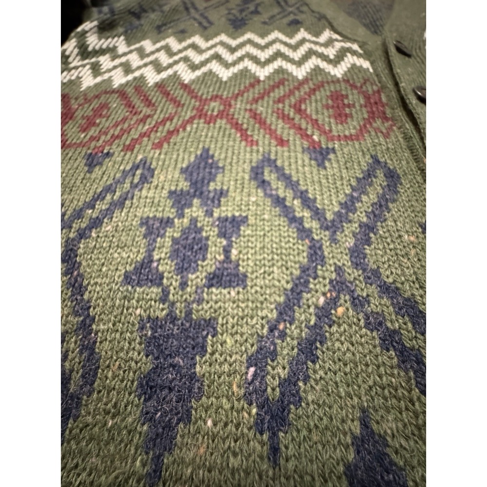 90s Vintage‎ Outrigger Knit Cardigan Large Fair Isle Southwestern Wool Blend - Picture 6 of 10